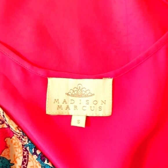 NWOT Madison Marcus Pink Baroque Print Sleeveless Silk A-Line Top Sz.S MSRP $228 - Picture 4 of 4